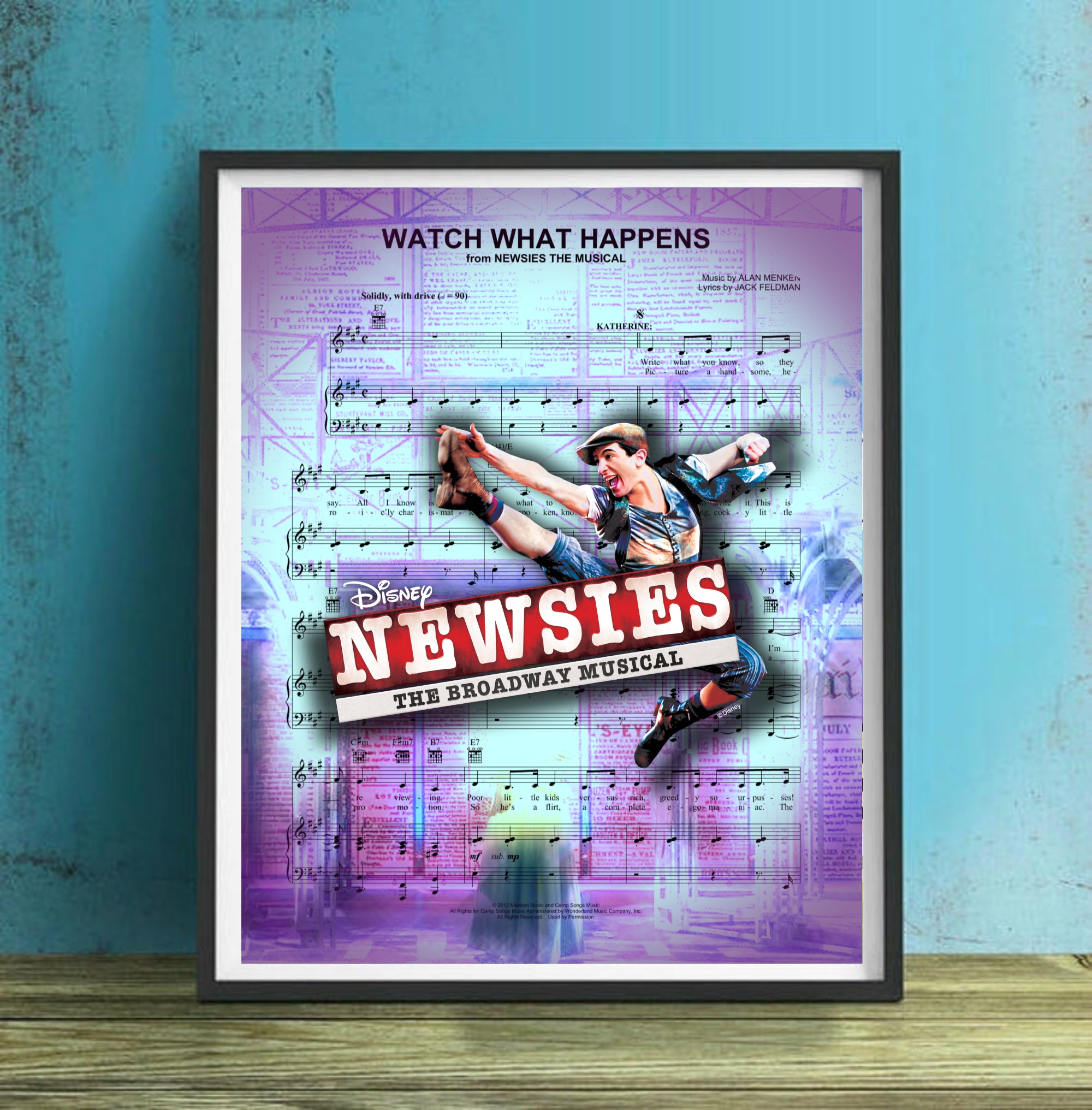 Newsies Watch What Happens Sheet Music Wall Art | Lisa Jaye Art Design ...